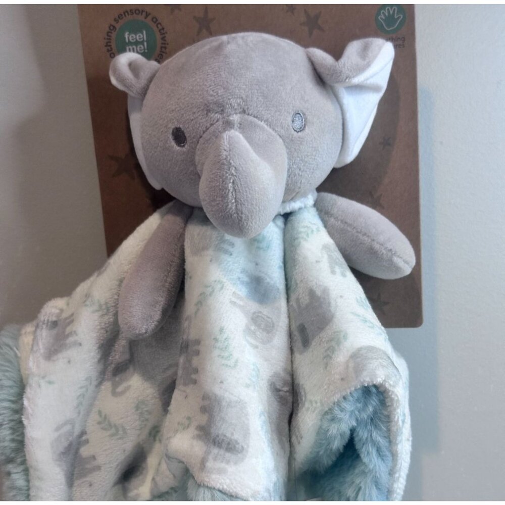 Dreamgro Lovey Baby Elephant Activity Blankie Plush Fabric Sensory Teether Toys